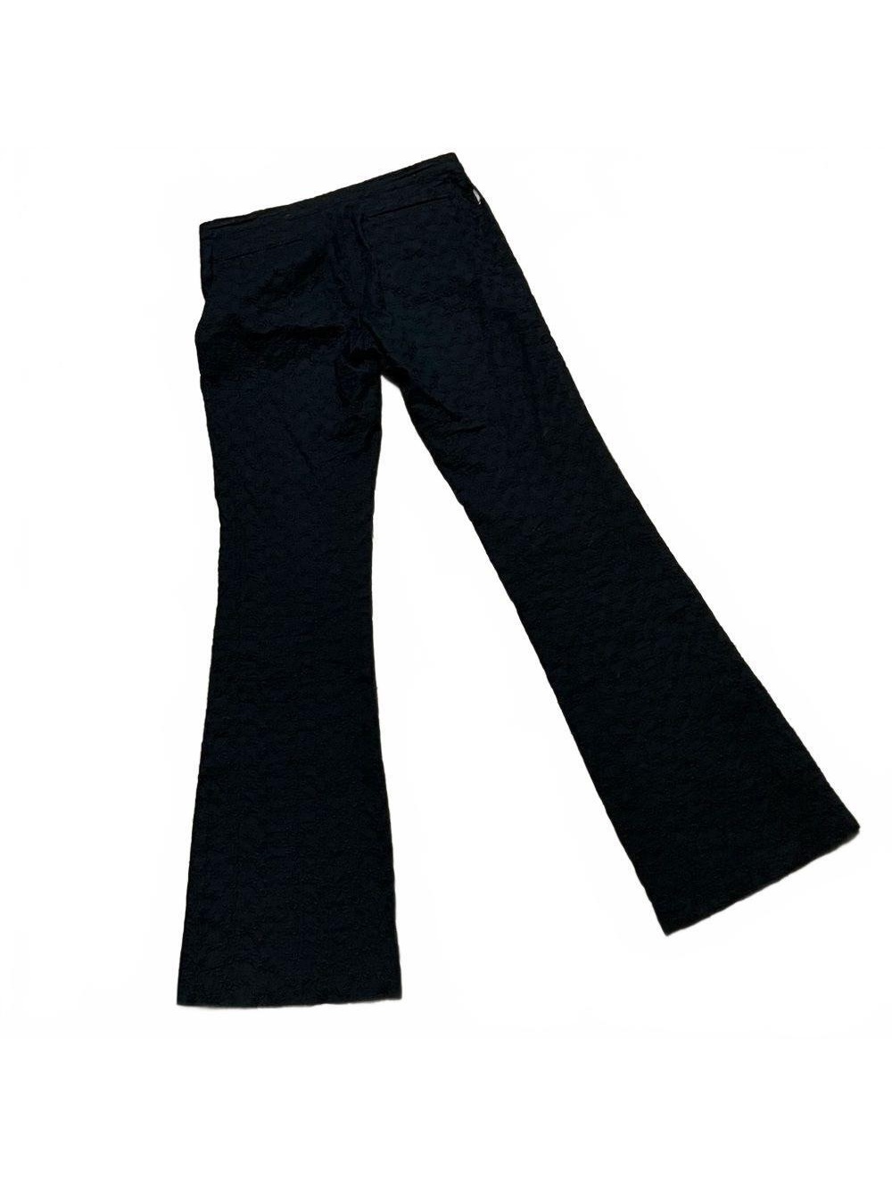 Y2K Moschino Navy Blue Mid Rise Embroidered Eyelet Cotton Bootcut Flare Pant 6 S